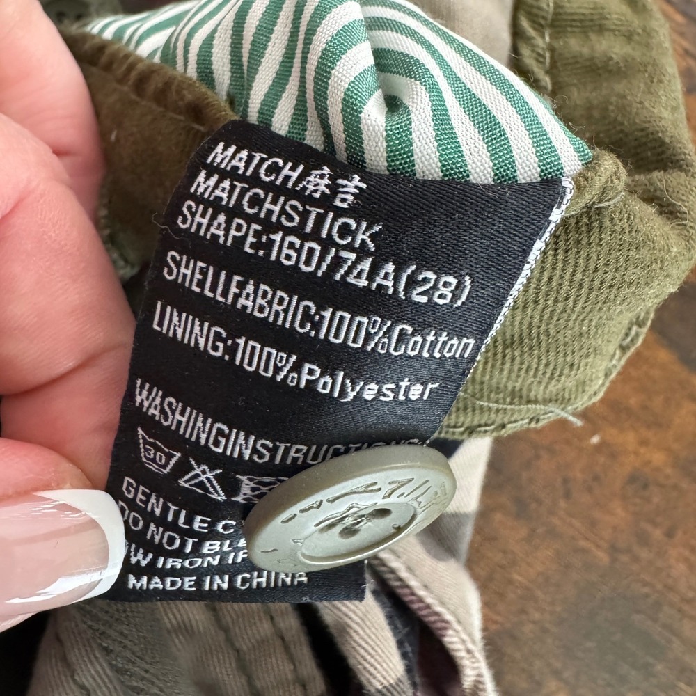 Matchstick Mens Camo Cargo Pants Brown Tan Multi Pocket Utility Trousers Size 28 - Picture 4 of 8